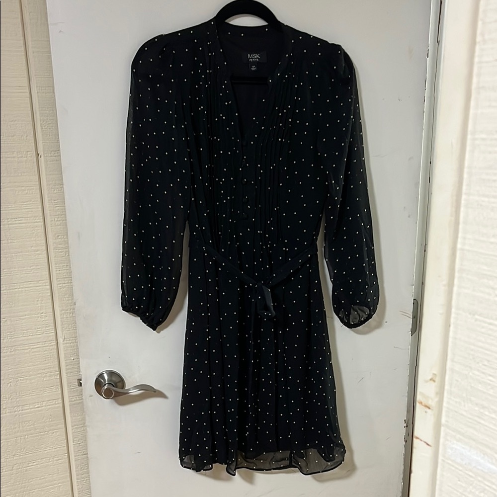 Black Polka Dot Dress with Sheet Sleeves